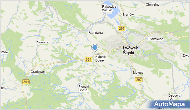 mapa Płóczki Dolne, Płóczki Dolne na mapie Targeo